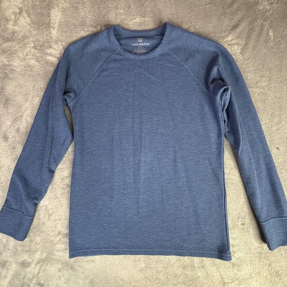 Mack Weldon Mens Small Blue Thermal Tagless Raglan Long Sleeve Crew Shirt - Picture 3 of 14